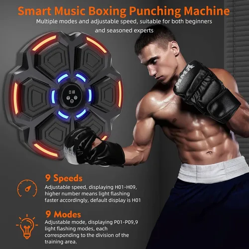 Miniatura 2 de Máquina de Boxeo con Música para Adultos - 9 Modos y 9 Velocidades, Máquina de Boxeo con Música Bluetooth con Guantes, Equipo de Entrenamiento