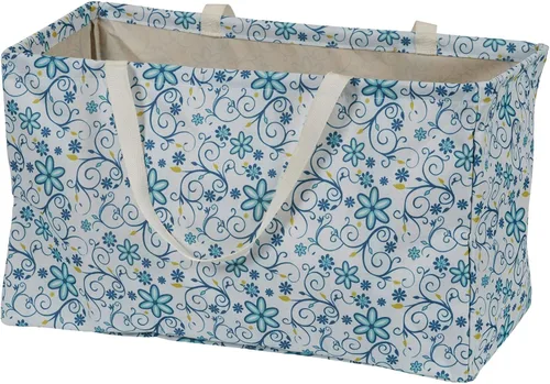 Miniatura 7 de Household Essentials Bolso de lona Krush con estampado floral blanco y azul, bolsa multiusos para todos los propósitos Floral azul