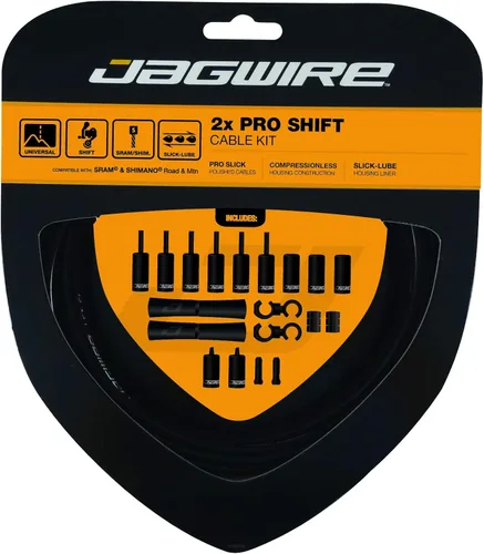 Jagwire - Kit de cambio universal 2X Pro | para carretera, MTN y grava | Compatible con engranajes SRAM y Shimano, cables de acero inoxidable pulido