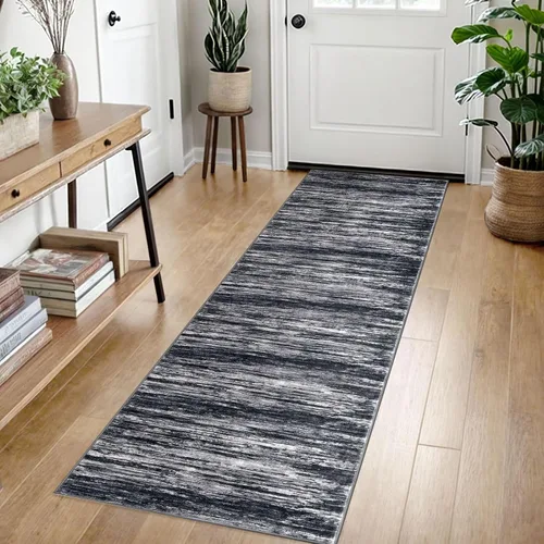 Miniatura 137 de SIILOOM 2 x 3 Alfombra moderna y abstracta para entrada, alfombra neutra azul marino gris multicolor súper suave de área pequeña, alfombras lavables