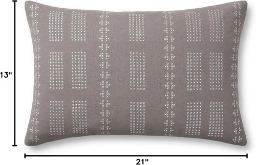 Miniatura 5 de Loloi Jean Stoffer x William Collection PJS0007 - Funda con almohada de plumón (13 x 21 pulgadas), color gris