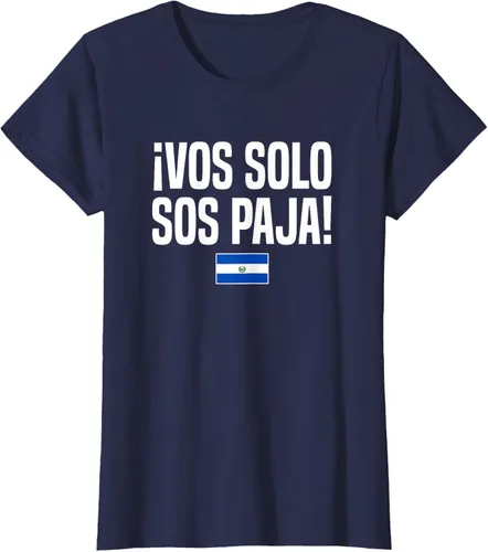 Miniatura 39 de Camiseta Vos Solo Sos Paja Salvadoran Slang Bandera de El Salvador, Negro