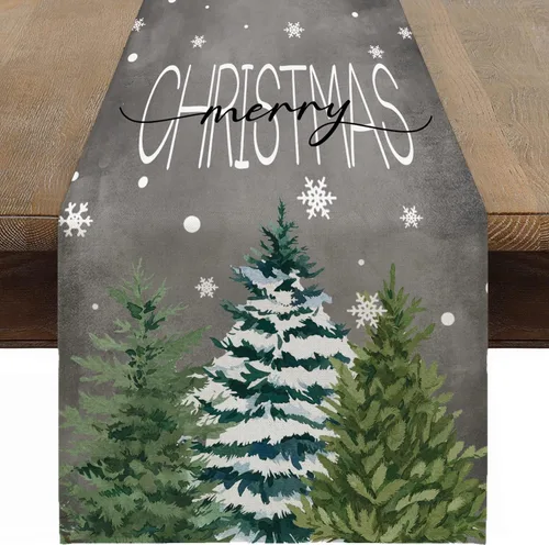 Miniatura 10 de OTOSTAR Camino de mesa de árbol de Navidad, Navidad, Navidad, Navidad, Navidad, caminos de mesa de cocina, comedor, decoración de mesa de lino