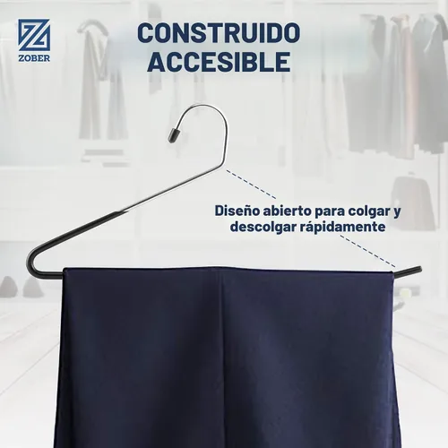 Miniatura 7 de Zober Perchas para Pantalones Antideslizantes - Paquete de 20 Perchas de Extremos Abiertos para Pantalones y Jeans para Closet - Percha de Ropa que