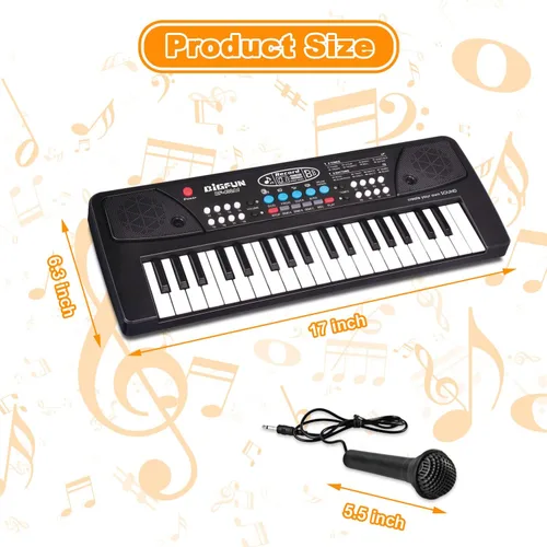 Miniatura 2 de Teclado de piano para niños, piano electrónico portátil de 37 teclas para niños con micrófono, teclado de música, juguetes de piano para niños