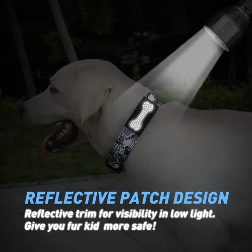 Miniatura 6 de Collar táctico para perro, collar con camuflaje digital para perros grandes, collar militar K9 ajustable y resistente con asa, con la bandera