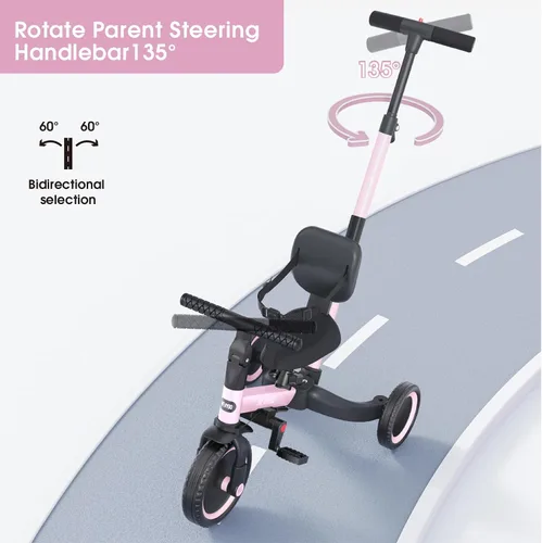 Miniatura 4 de newyoo Triciclo para niños pequeños, bicicleta para niños, regalos de cumpleaños y juguetes para niños y niñas de 1 a 3 años, triciclo con asa
