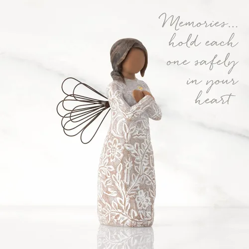 Miniatura 4 de Willow Tree Remembrance (Piel más oscura) Ángel, Recuerdos, Mantenga cada uno con seguridad en su corazón, Tallado con símbolos para recordarnos a