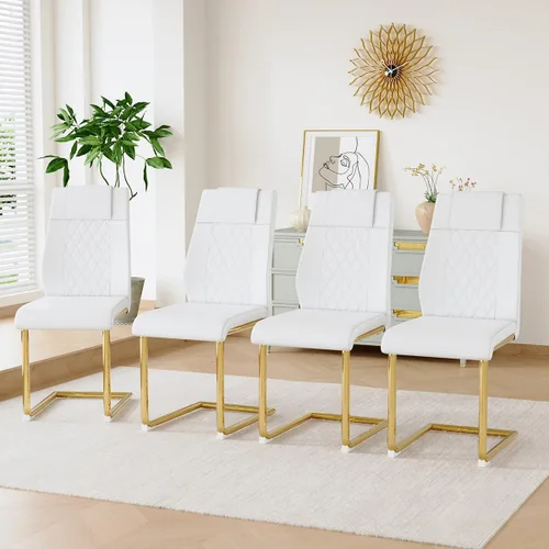 Miniatura 15 de gopop Juego de 4 sillas de comedor, modernas sillas de cocina y comedor con patas de metal galvanizado, sillas laterales tapizadas para comedor