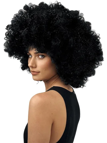 Miniatura 6 de ALLAURA Pelucas prémium de cabello rizado tipo afro y de tamaño jumbo para mujeres afrodescendientes, cabello negro sintético largo y voluminoso