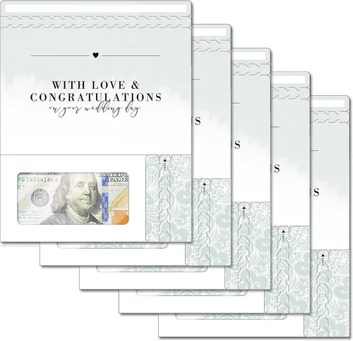 Miniatura 112 de Tarjeta de boda, con dos aperturas de tira para desgarrar, con ventana de plástico transparente que deja ver dinero, cheques o tarjetas de regalo