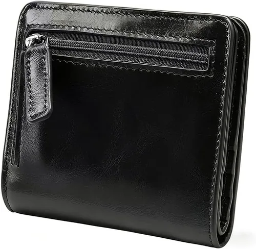 Miniatura 10 de Itslife - Cartera de piel con cierre de cremallera para mujer, tamaño pequeño, con ventana para identificación, marrón (Waxed Brown)), 1301