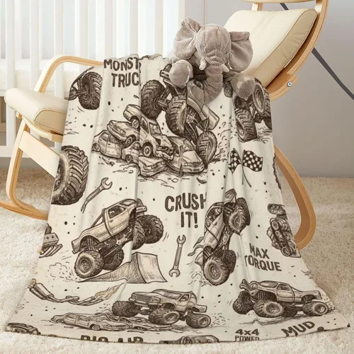 Miniatura 11 de Perinsto Manta de Monster Trucks, ultra suave y cálida para todas las estaciones, manta decorativa de forro polar para niños, regalos para niños