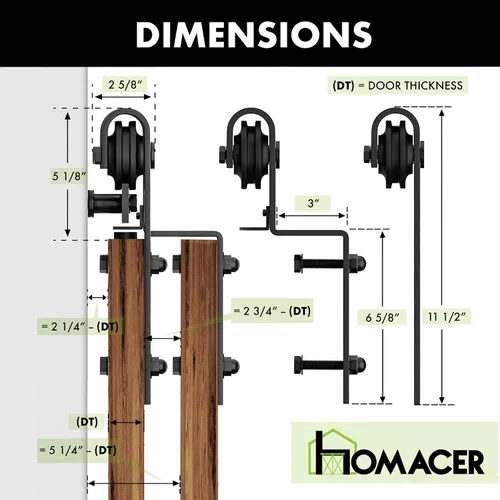 Miniatura 8 de Homacer juego de accesorios para puerta corrediza de granero, para puertas dobles/dos puertas, riel de 4 pies, diseño corredizo clásico, para Kit