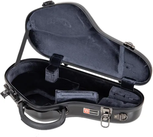 Miniatura 5 de Crossrock Pro-Grade - Estuche curvo para saxofón soprano Negro brillante, cerradura TSA, protección de élite, correas de mochila desmontables