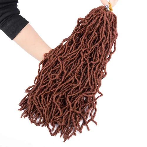 Miniatura 2 de Rastas suaves de cabello de ganchillo de 18 pulgadas, 6 paquetes de extensiones de cabello sintético rizado ondulado de color rojo cobrizo para (350)