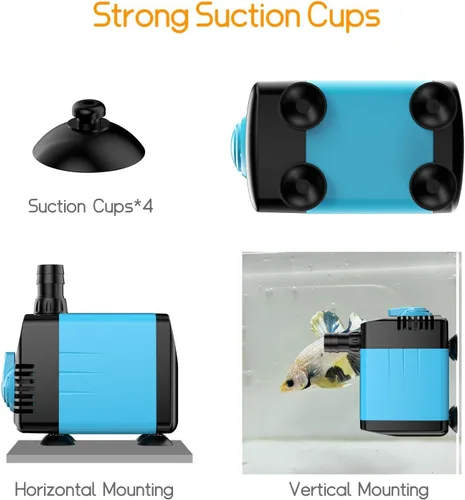 Miniatura 4 de POPOSOAP Bomba de agua sumergible, bomba de agua para acuario de 280 GPH, bomba de fuente ultra silenciosa, cable de alimentación de 3 núcleos