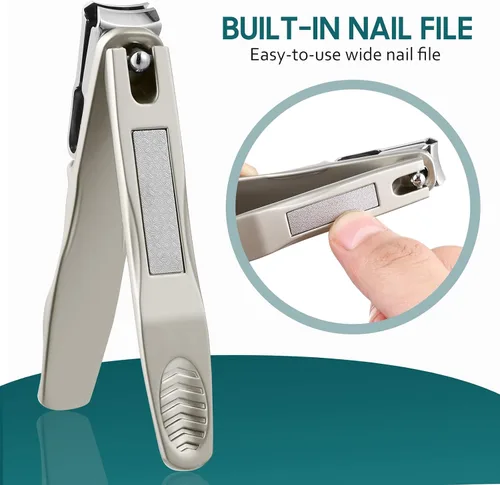 Miniatura 6 de Cortaúñas para personas mayores, cortaúñas rotativas de 360 grados con mango largo, ultra afilado, resistente, de acero inoxidable, resistente