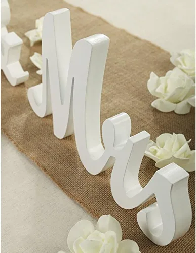 Miniatura 5 de Letras de madera Mr y Mrs para bodas, letras independientes para fotos, regalo rústico para aniversario o despedida de soltera (blanco)