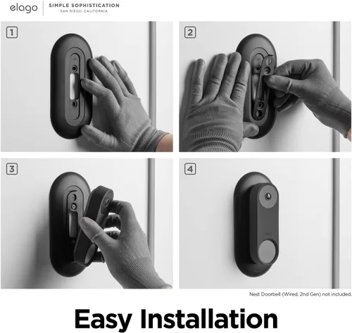 Miniatura 6 de elago Soporte compatible con Google Nest Hello Video Doorbell Wall Plate (cableado, 2ª y 3ª generación), timbre de puerta, color perfecto para Nieve
