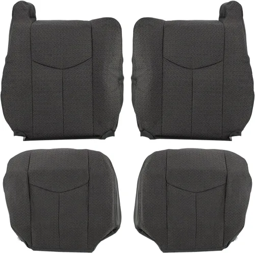 AUTOKAY Cubierta de asiento trasero inclinado inferior y superior del lado del conductor y del pasajero, color gris para Chevy Silverado 1500 2500