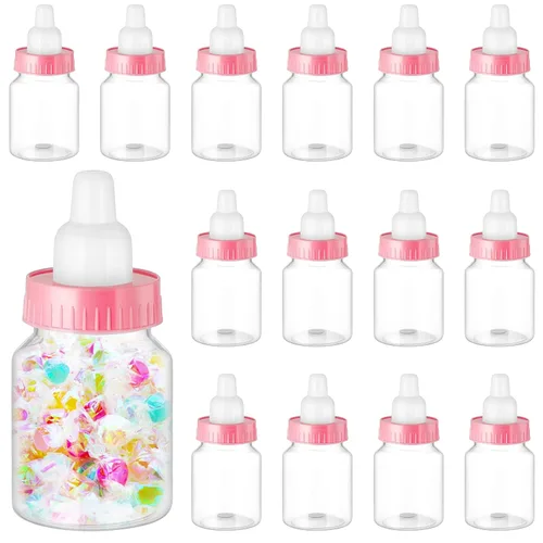 Miniatura 10 de Patelai 36 biberones de 3.5 pulgadas para baby shower, mini botellas transparentes de plástico para baby shower, mini figura de caramelo, caja