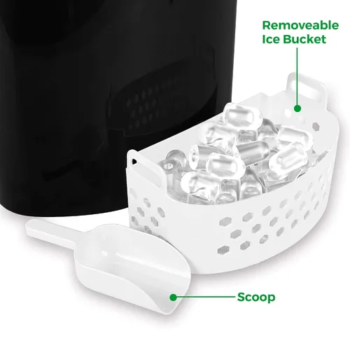 Miniatura 4 de Caynel Máquina para hacer hielo para encimera, 9 cubitos de hielo listos en 6 minutos, 26 libras/24 horas, luces indicadoras LED, compacta