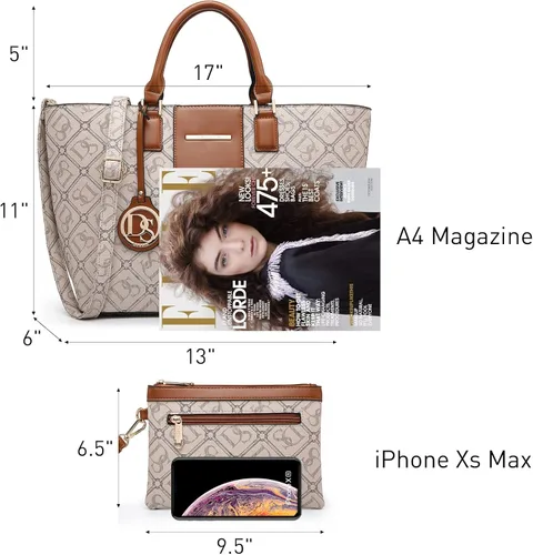 Miniatura 2 de DASEIN - Bolsa de mano para mujer, bolsa tipo bandolera, asa superior, bolsa plana para trabajar