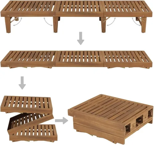 Miniatura 5 de Tumbonas para patio exterior, tumbona plegable de madera de acacia maciza, sillas de césped para adultos resistentes, sillas de salón al aire libre