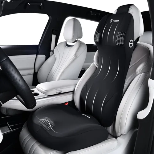 FLORICH Cojín para Asiento de Automóvil y Almohada de Reposacabezas con Soporte Lumbar de Espuma Viscoelástica Cojín Ergonómico para Automóvil