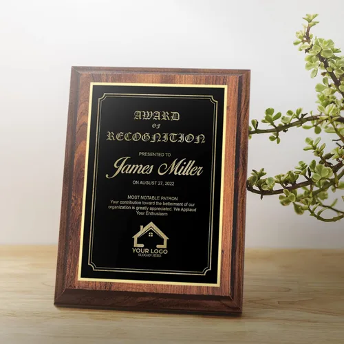 Miniatura 2 de Placa personalizada con acabado de cereza de 10.5 x 13 pulgadas Diseño del marco Premio personalizado al empleado con grabado incluido Premio