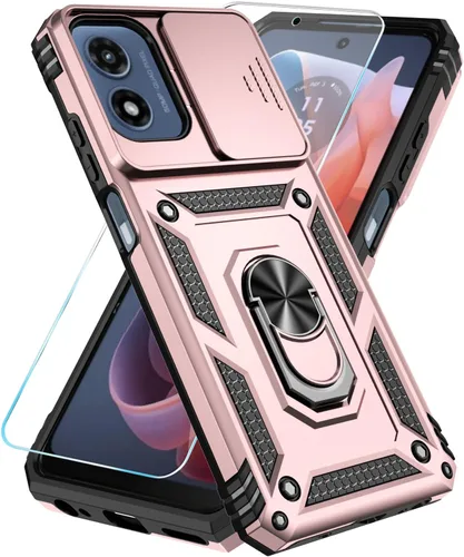 Miniatura 15 de Funda para teléfono SunStory para Motorola Moto G Play 2024 con protector de pantalla HD y cubierta deslizante para la cámara y soporte con patas