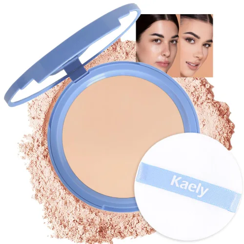 Miniatura 14 de evpct Polvo facial prensado para control de aceite, compacto para mujeres, base de maquillaje translúcida para mujeres, impermeable, de larga