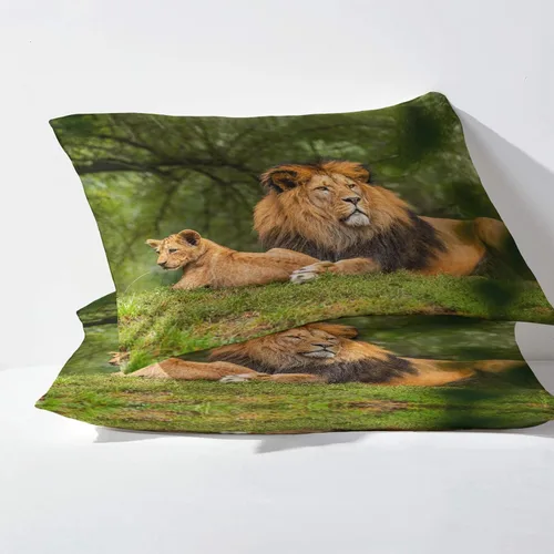 Miniatura 3 de Juego de sábanas de 3 piezas con estampado de animales y vida silvestre, tamaño individual, sábanas y fundas de almohada de microfibra suave
