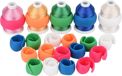 Simthread 20 piezas Soportes de Hilo Mejorados/Abrazaderas de Carrete Compatibles con carretes más grandes - Mantiene el Carrete de Hilo Limpio y 20