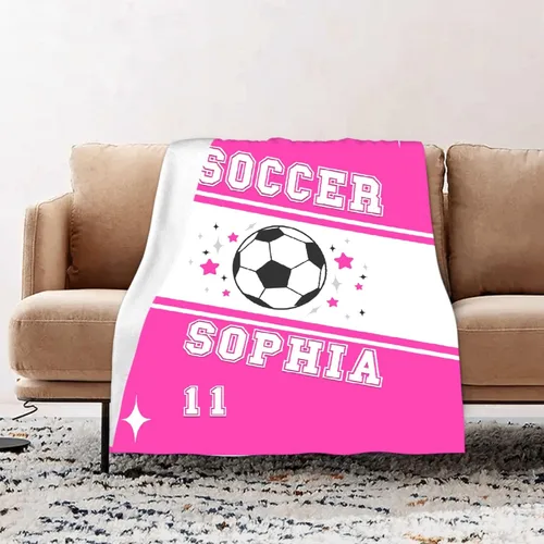 Miniatura 42 de Manta de fútbol para niñas, regalos de fútbol para niñas y niños, manta de franela de forro polar suave y cálida para niñas, regalos de fútbol