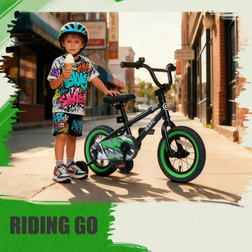Miniatura 5 de Glerc Bicicleta para niños de 1 a 8 años, bicicleta para niños de 12 a 16 pulgadas, estilo BMX, con ruedas de entrenamiento, bicicleta para niños