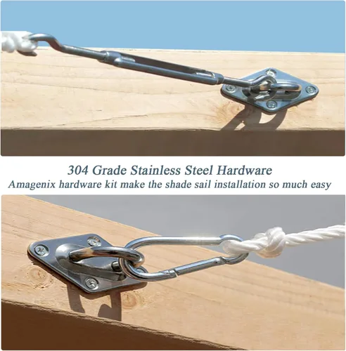 Miniatura 5 de Amagenix Kit de accesorios de vela para instalación de toldo triangular, 5 pulgadas, acero inoxidable de grado 304 para patio, jardín, al aire