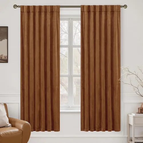 Miniatura 29 de LAMIT - Paneles de terciopelo beige para sala de estar de 72 pulgadas de largo, elegantes cortinas aisladas térmicamente e insonorizadas