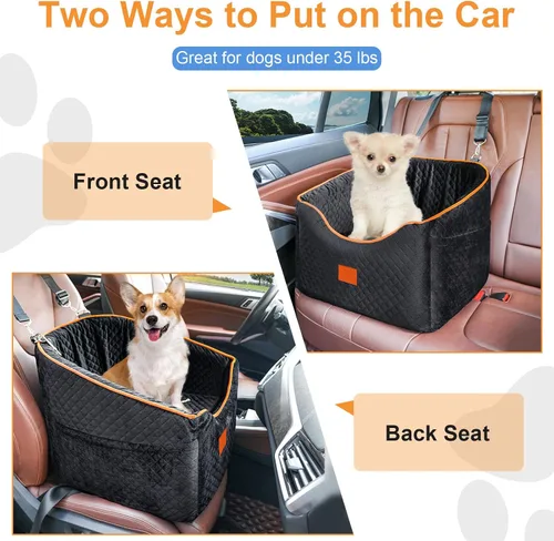 Miniatura 5 de XIEEAOZEE Asiento de automóvil para perros pequeños, asiento elevado de espuma viscoelástica para perros de hasta 35 libras, asiento elevado