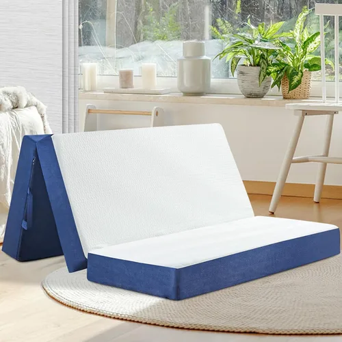 Miniatura 16 de Colchón Plegable Tamaño Individual, Espuma Viscoelástica de 6 Pulgadas Tri Portátil Trifold Colchón Topper Individual con Funda Transpirable