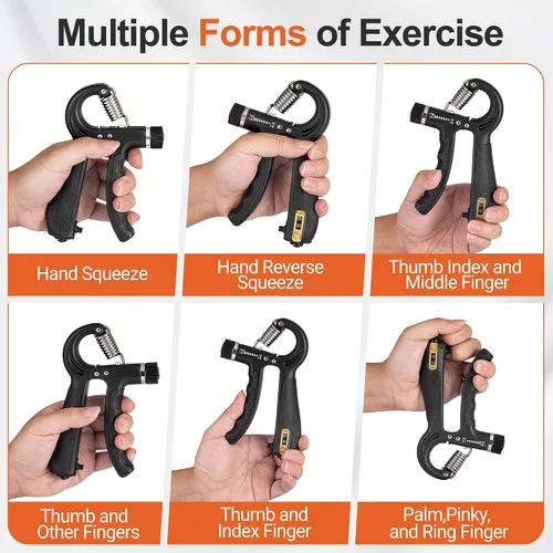Miniatura 7 de Grip Strength Trainer Kit (5 Pack) Adjustable Resistance Hand Gripper,Finger Exerciser,Hand Extension Exerciser,Stress Relief Ball and Forearm