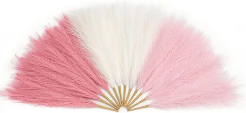 Serwalin 12 piezas de hierba de Pampas rosa, decoración de hierba de Pampas falsa rosa de 17.7 pulgadas, hierba de Pampas artificial corta rosa Un