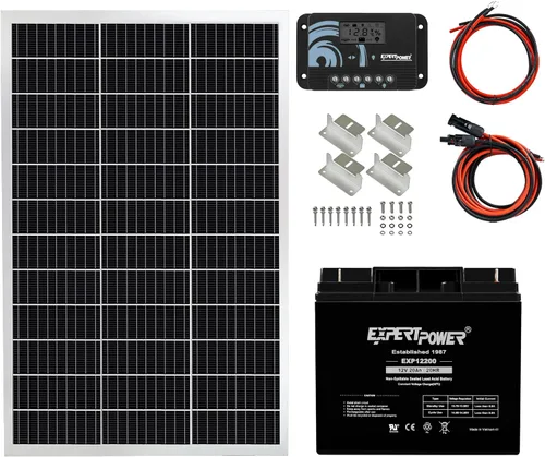 Miniatura 11 de ExpertPower Kit solar: panel flexible SunPower de 100 W, batería AGM SLA de 12 V 20 AH, controlador de 10 A y cables, bricolaje fuera de la red
