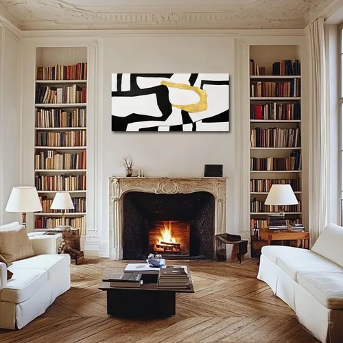 Miniatura 5 de NBAODAN Arte de pared en blanco y negro abstracto para decoración de pared, póster geométrico de lienzo grande, pintura de pared grande de 24 x 48