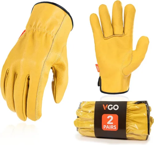 Miniatura 8 de Vgo... PA9501 - 1 par de guantes de trabajo de piel de cerdo para hombre, guantes de construcción (talla S, color cian claro, PA9501)