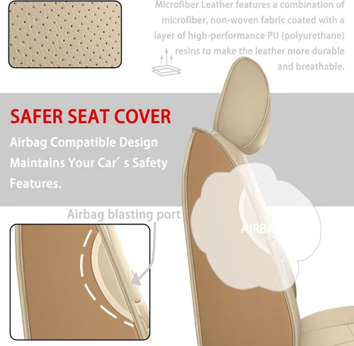 Miniatura 3 de TOMIC Juego completo de fundas de asiento de coche con funda de cojín automotriz de cuero impermeable para camioneta Fit para Ford F150 Carhartt
