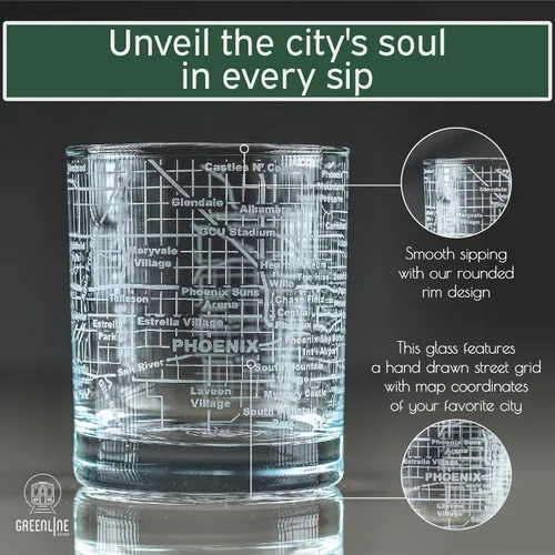 Miniatura 37 de Greenline Goods Vasos de whisky – Juego de vasos de 10 onzas para los amantes de San Luis, grabado con mapa de la ciudad de San Luis Old Fashioned