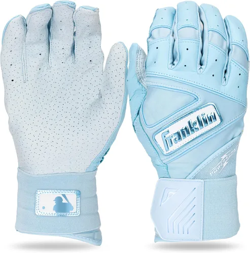 Miniatura 16 de Franklin Sports MLB - Guantes de bateo Infinite Powerstrap para béisbol + sóftbol de puño largo, para adultos y jóvenes Blanco/Dorado