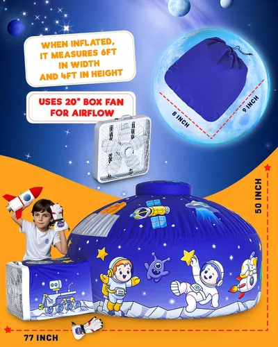 Miniatura 2 de Tienda de campaña de aire para niños con puerta, carpas para niños pequeños de interior 77 x 50 in - AstroDome Inflates in 30 Sec, Breathable